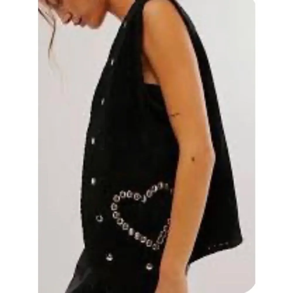 Free people Understated Leather Western Rachel Love Suede Vest nwt lg black